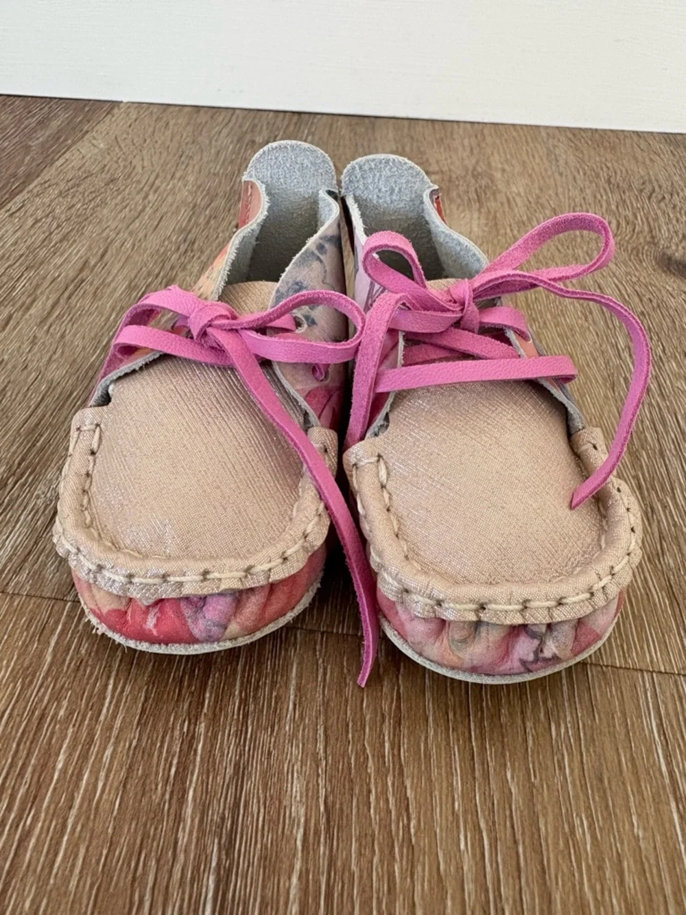 NWOT Handmade Kimono Inspired Print Genuine Leather Baby Shoes Size 12 months